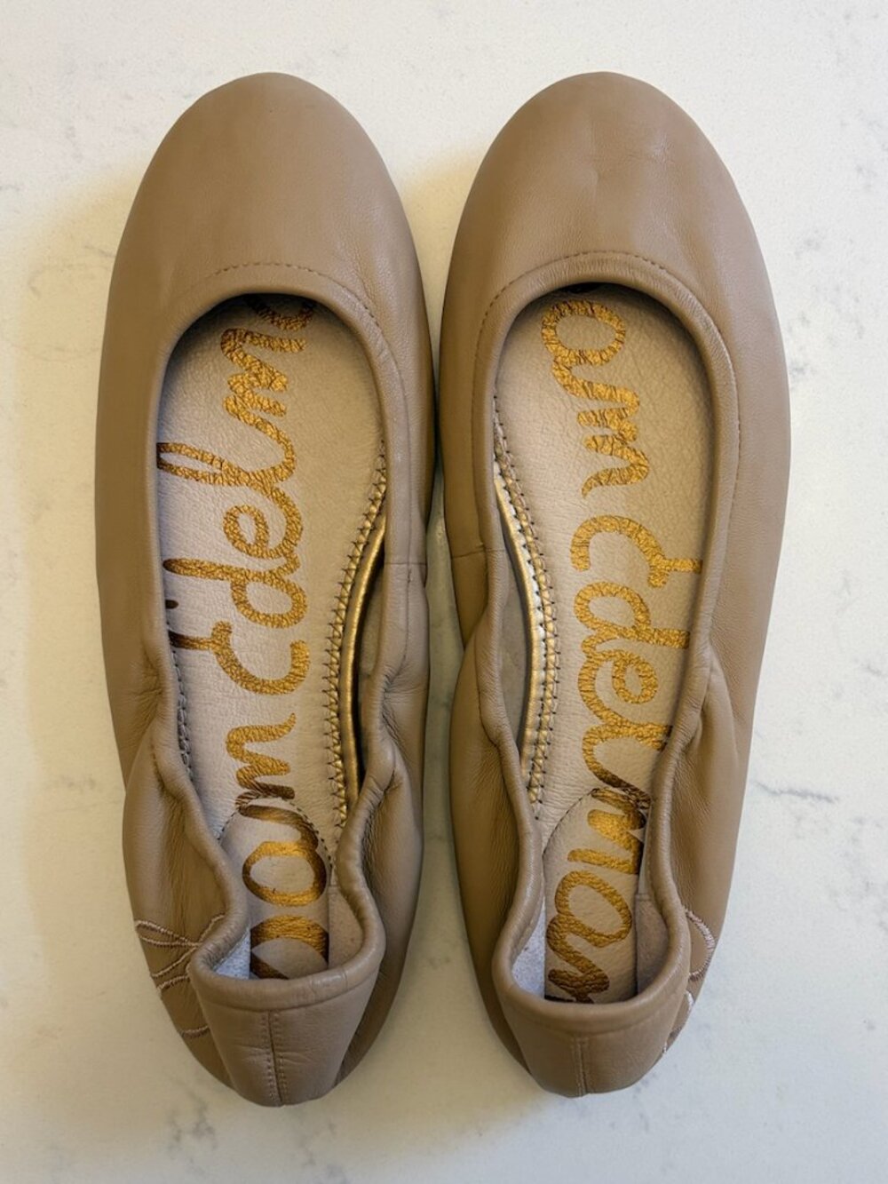 Sam Edelman Taupe Leather Ballet Flats Size 8.5 Excellent Condition